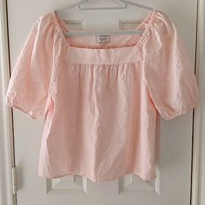 Loft Blush Pink Square Neck Top Sz M